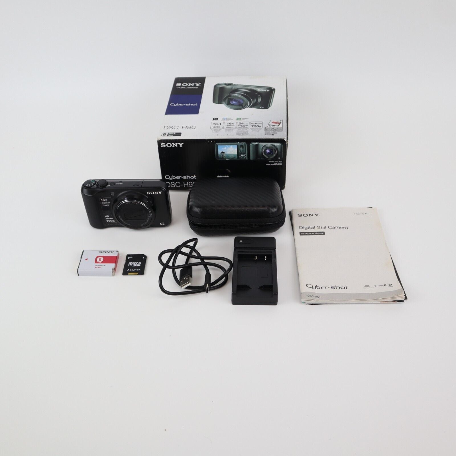 Sony Cyber-shot DSC-H90 16.1MP Digital Camera - FULL KIT - 24HR POSTAGE